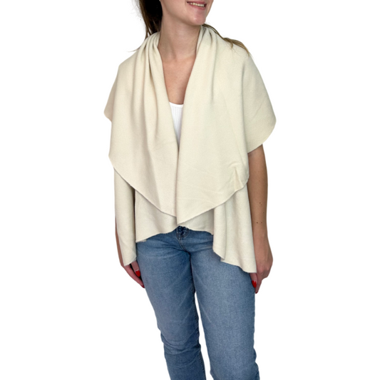 Basic Shawl Vest in Cream