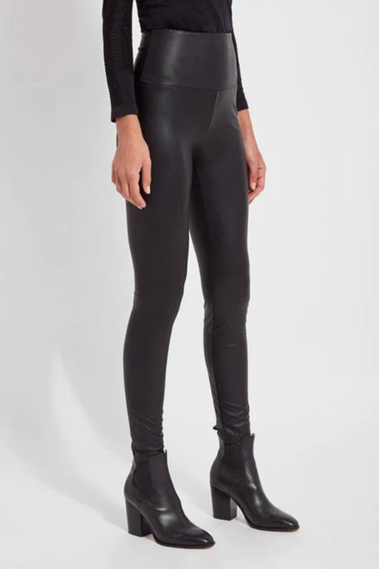 Textured Leather Legging in Kohl Black