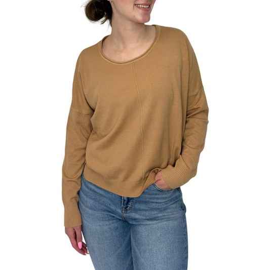 L/S Short Sweater in Camel