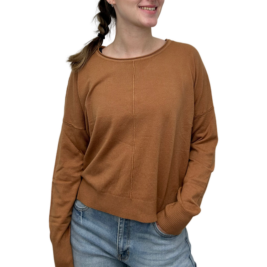 L/S Short Sweater in Brandy