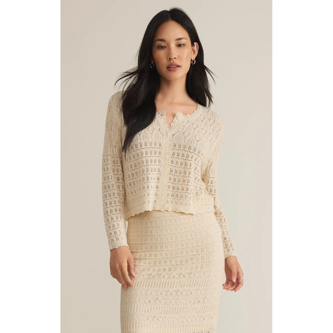 Cardi Crochet Top in Sea Salt