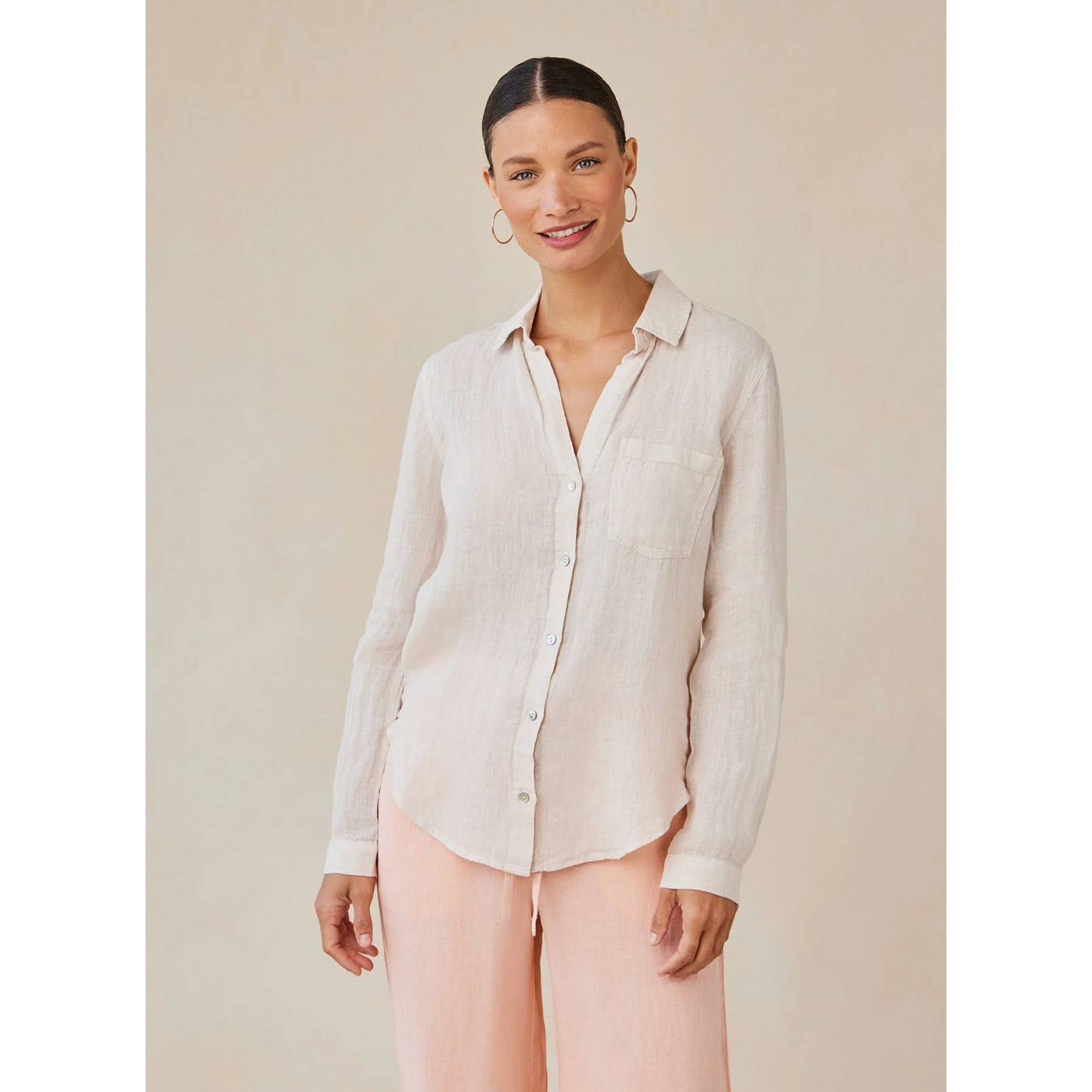 Pocket Button Down in Linen Sand