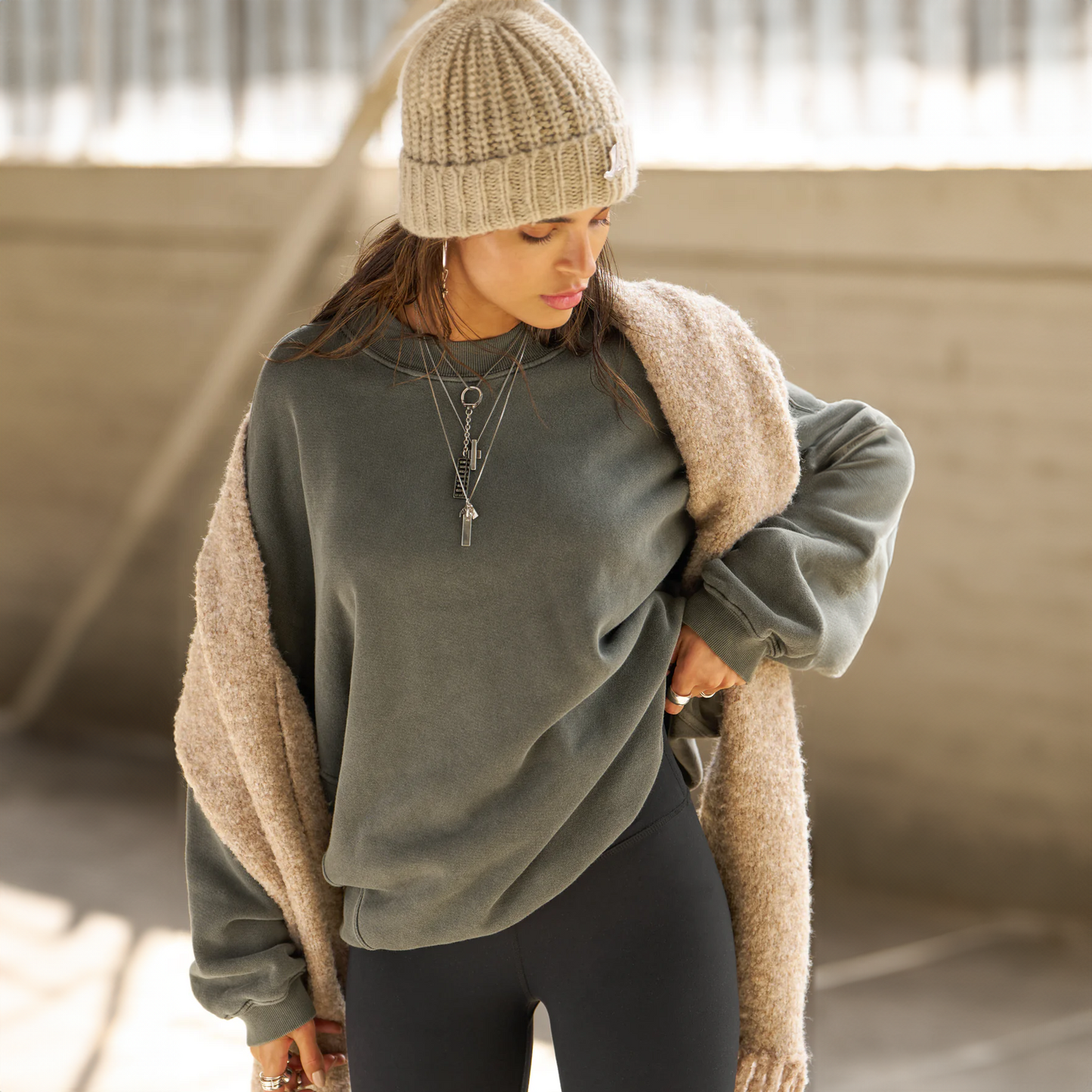 Oversized Crew Pullover Washed Sage