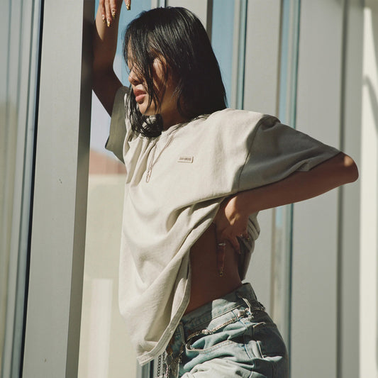 Oversized Crew Tee in Fog