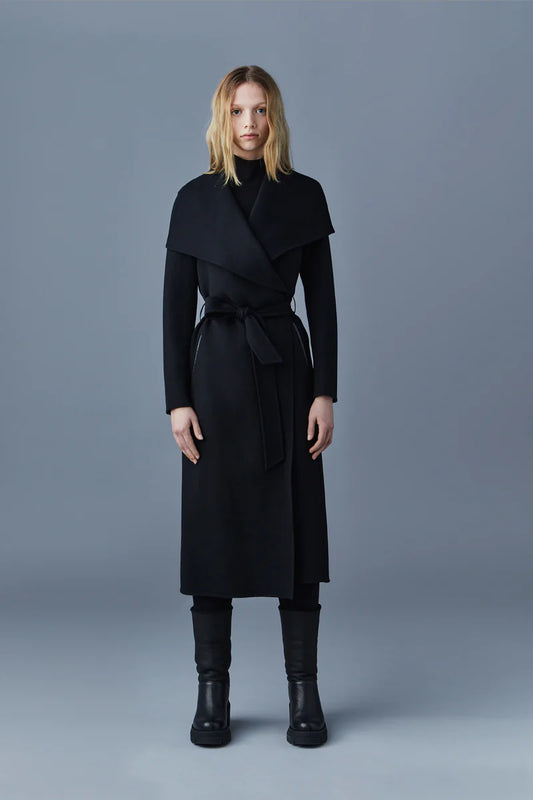 Mai Belted Wool Coat in Black