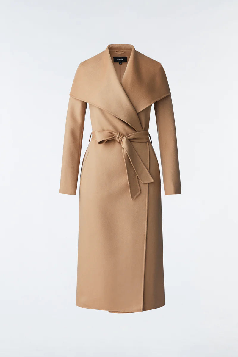 Mai Belted Wool Coat in Tan