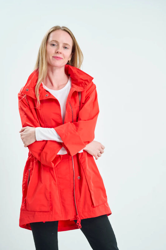 The Anorak Crinkle Jacket in Coral