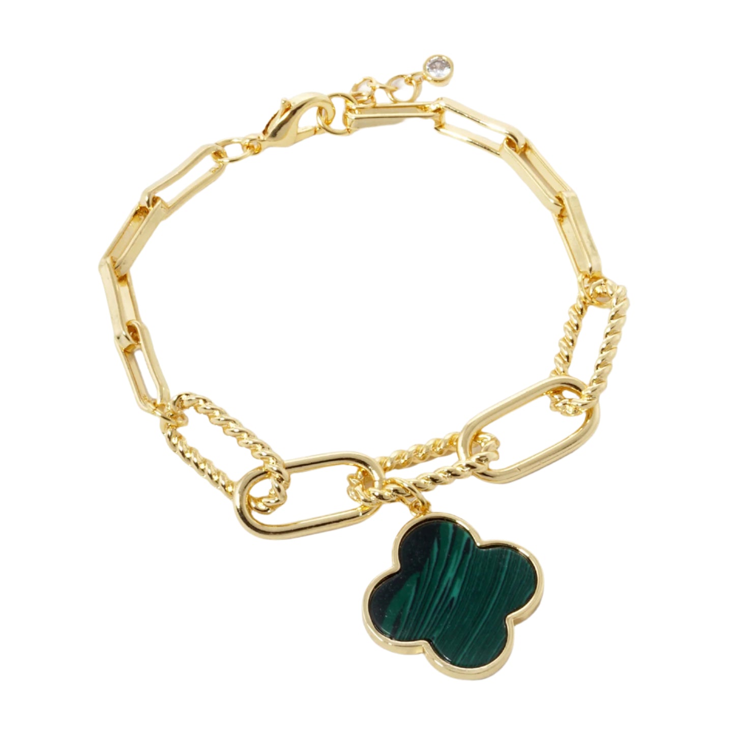 Alahambra Charm Bracelet in Green/Gold