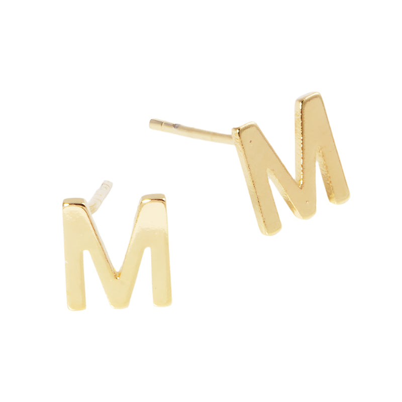 Initial Stud Single M in Gold