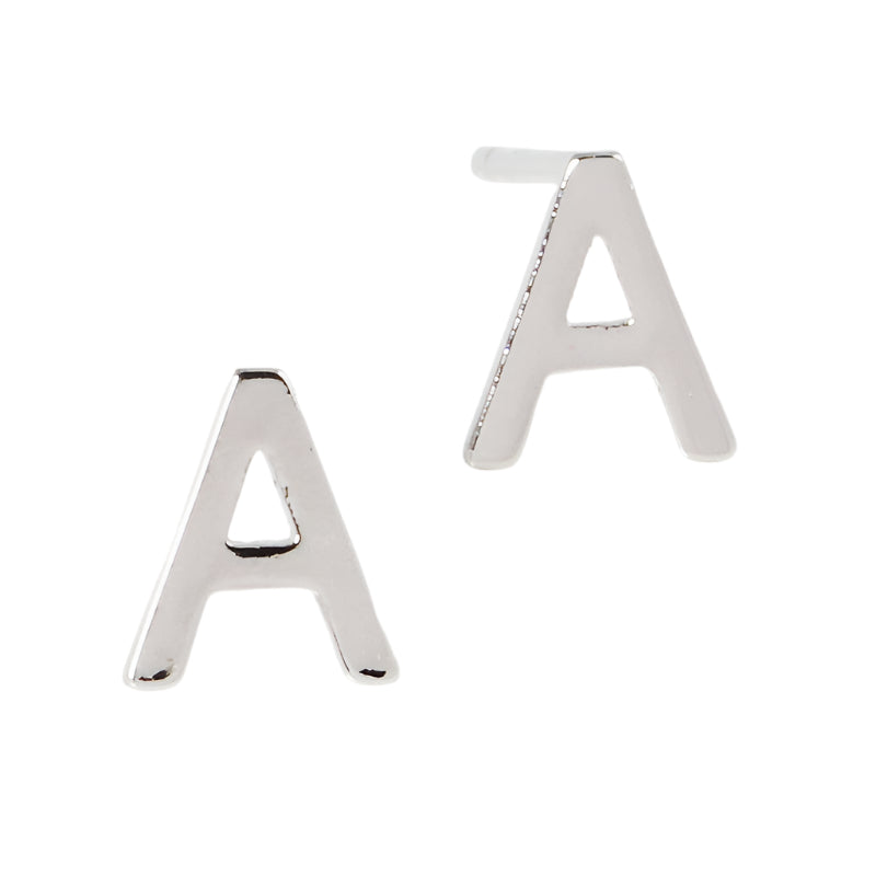 Initial Stud Single A in Silver