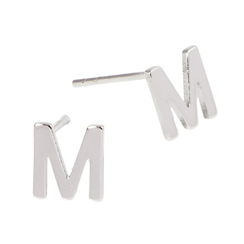Initial Stud Single M in Silver