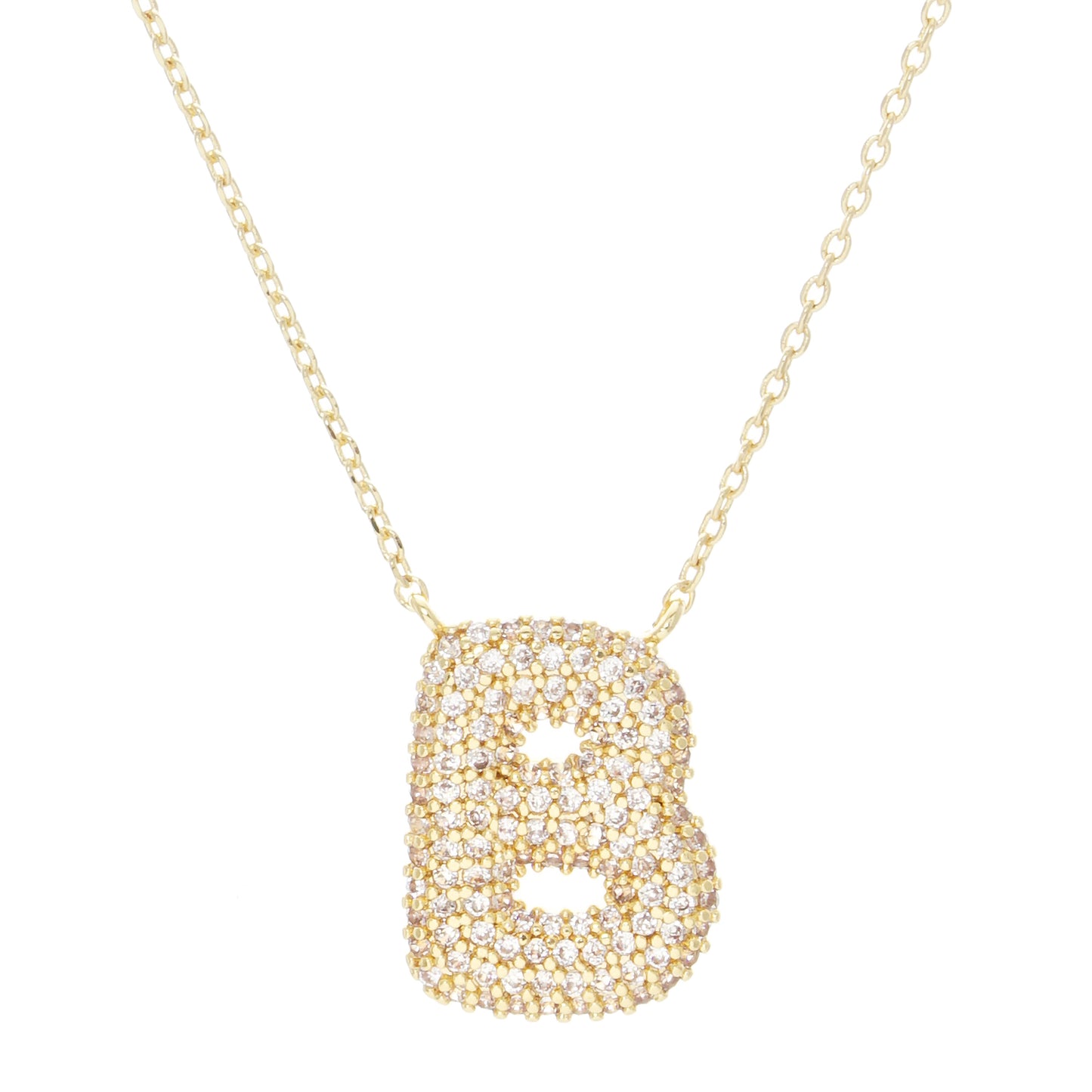 Crystal Puf Initial Necklace B