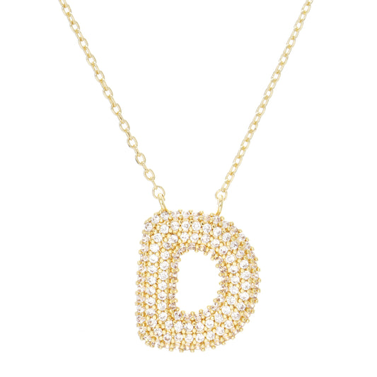 Crystal Puf Initial Necklace D