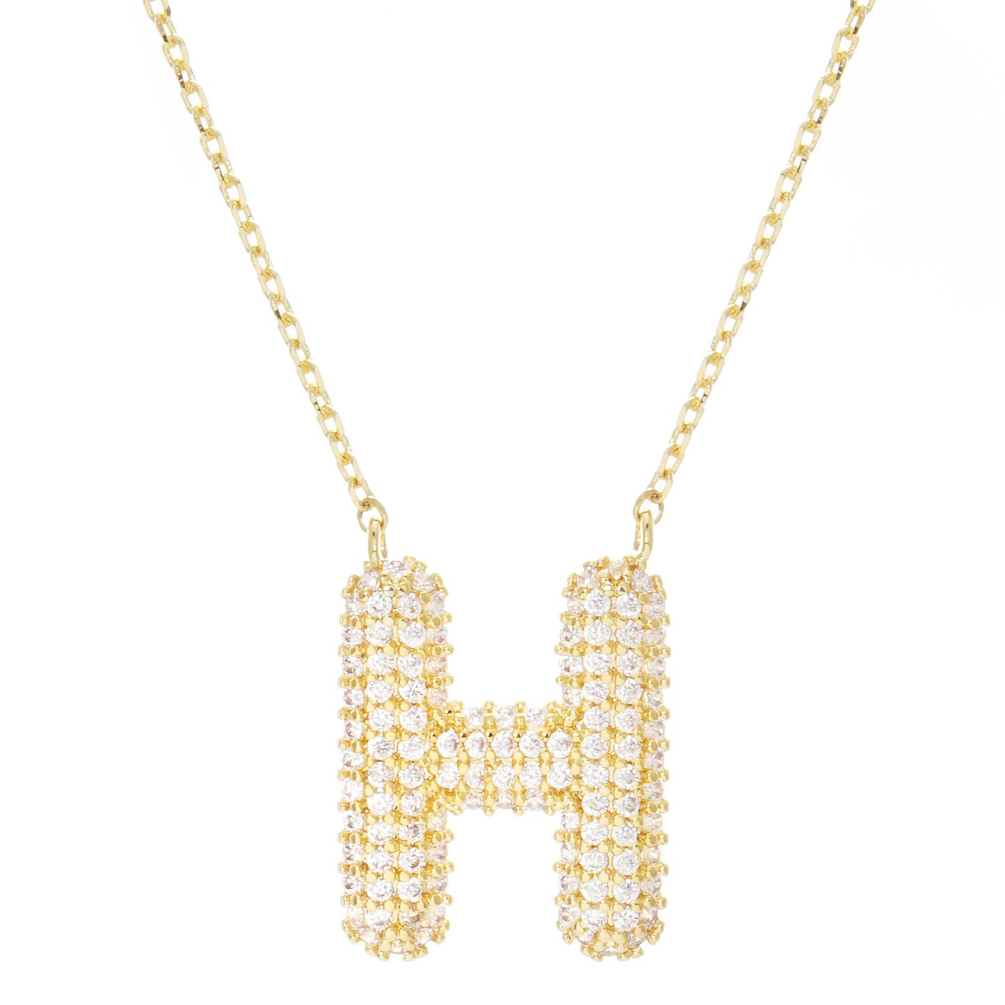 Crystal Puf Initial Necklace H