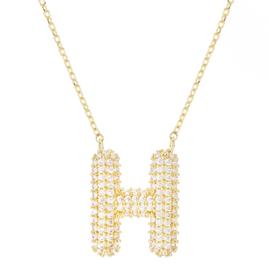 Crystal Puf Initial Necklace H
