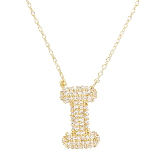 Crystal Puf Initial Necklace I