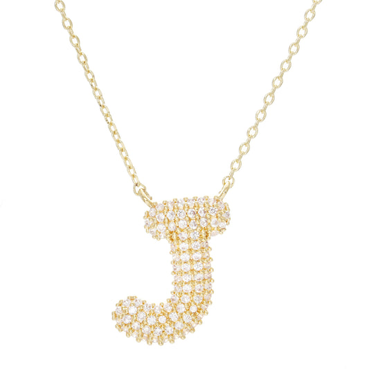 Crystal Puf Initial Necklace J
