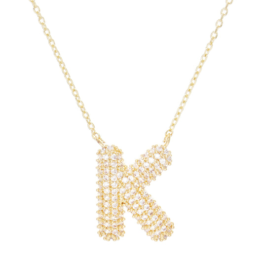 Crystal Puf Initial Necklace K
