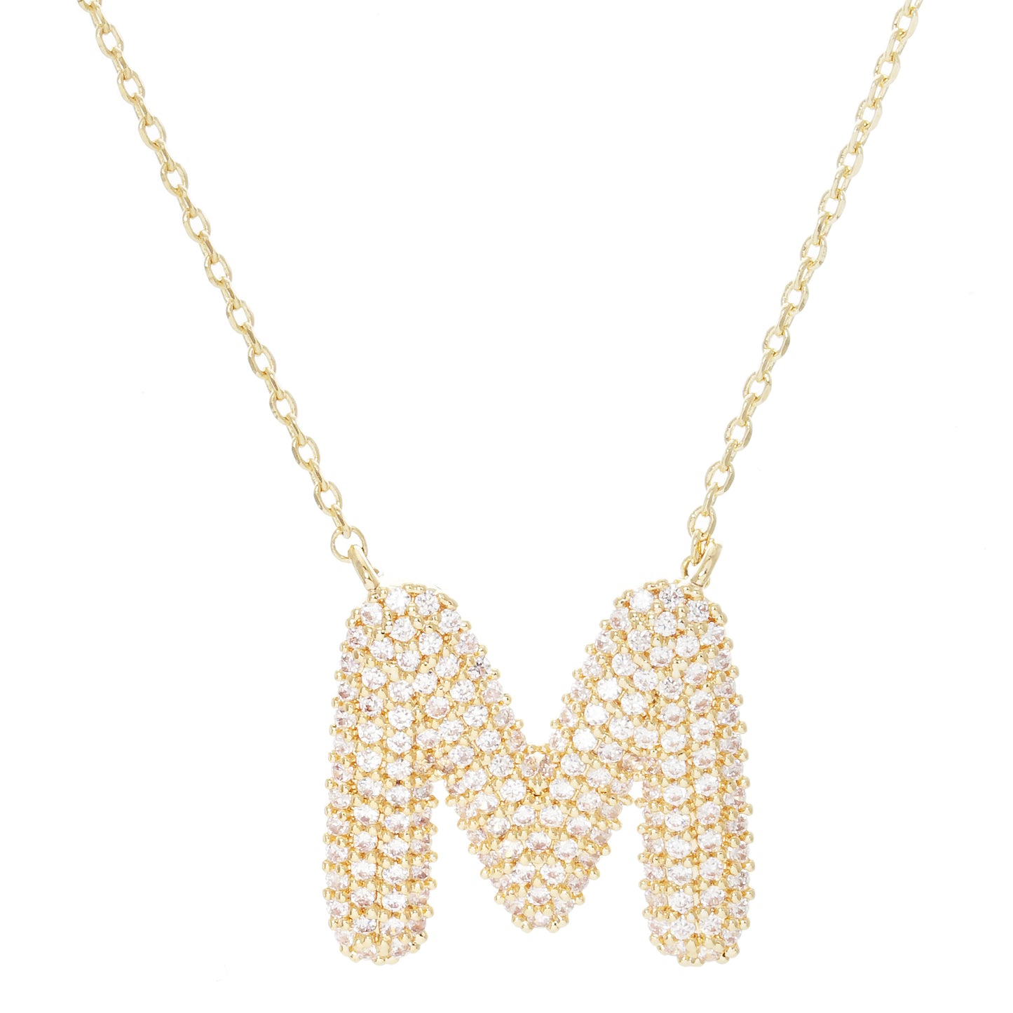 Crystal Puf Initial Necklace M