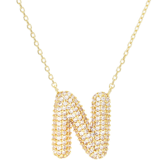 Crystal Puf Initial Necklace N