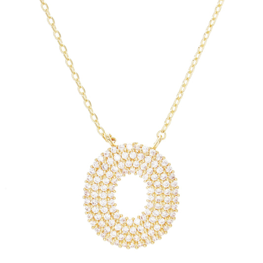 Crystal Puf Initial Necklace O