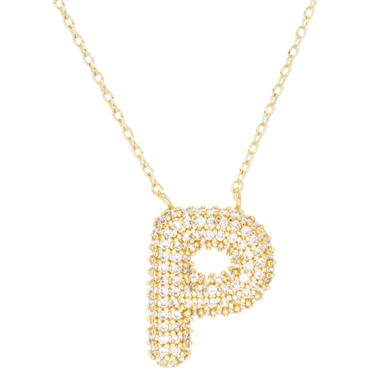 Crystal Puf Initial Necklace P