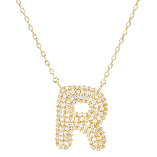 Crystal Puf Initial Necklace R