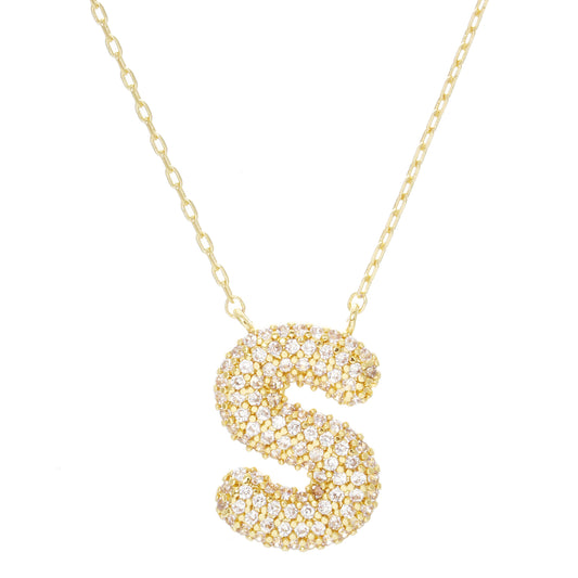 Crystal Puf Initial Necklace S
