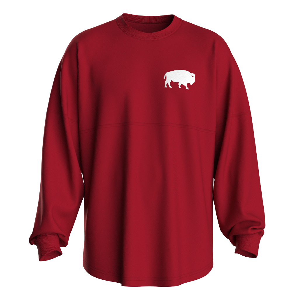 Serif Buffalo Long Sleeve Tee in Red/White