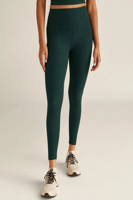Caught in the Midi High Waisted Legging in Midnight Heather Green