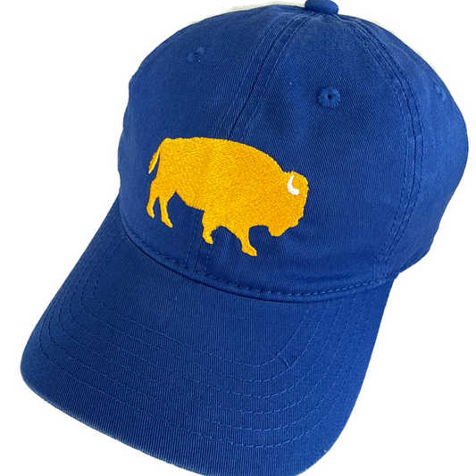 Standing Buffalo Baseball Hat in Royal/Gold