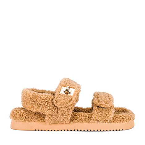 Mona Faux Shearling Sandal In Camel