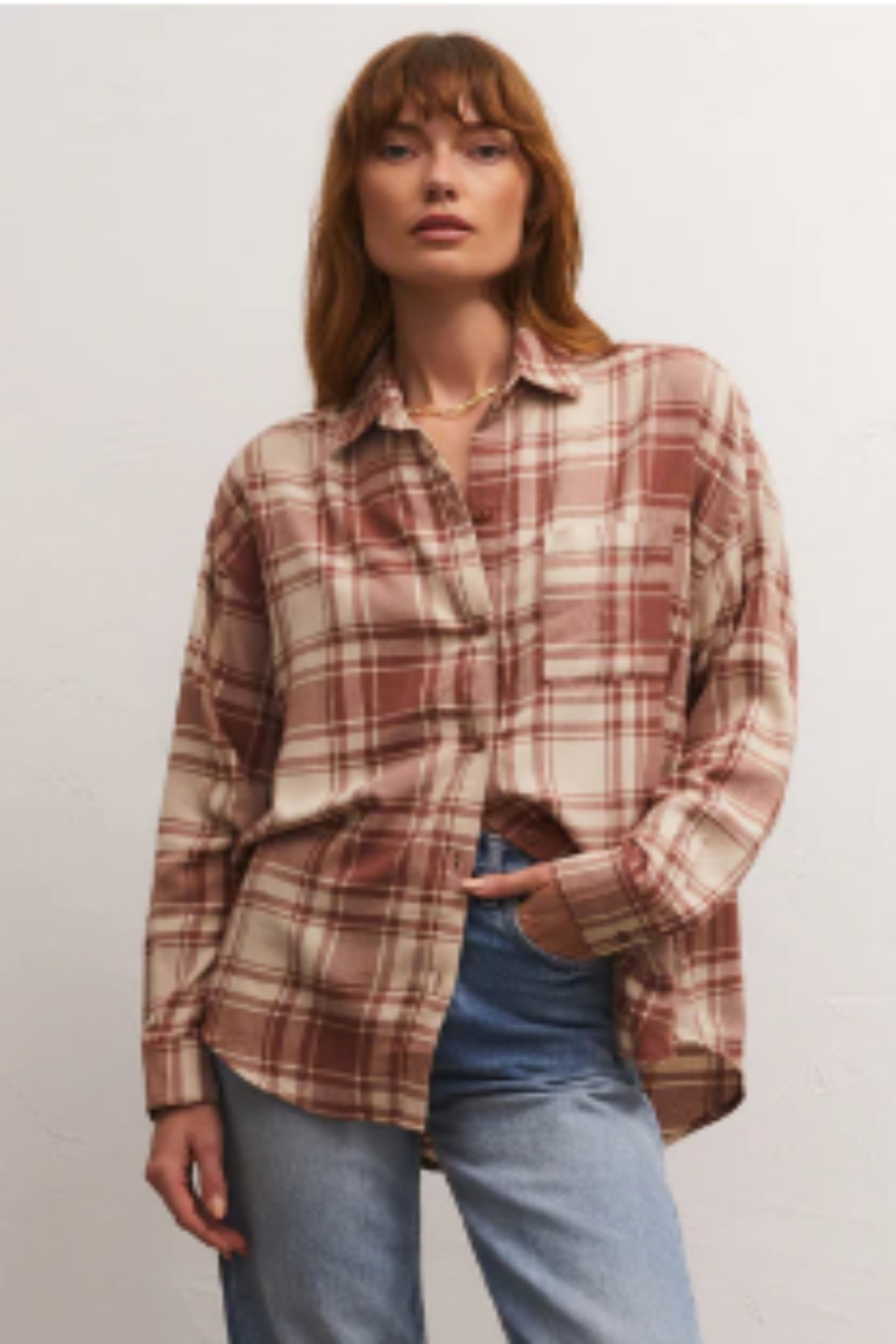 River Plaid Button Up in Tiger Eye