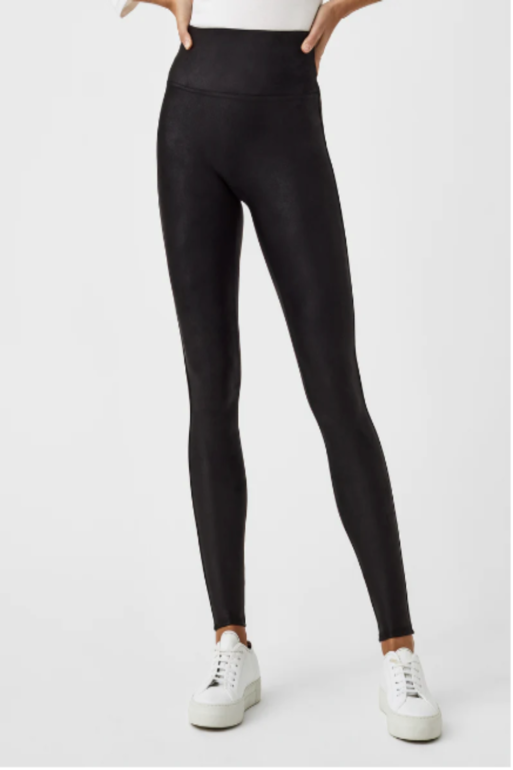 Faux Leather Fleece-Lined Legging Black