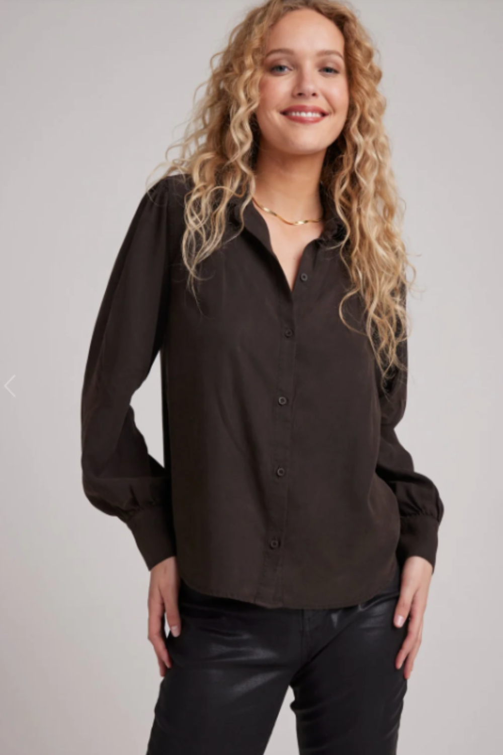 Pin Tucked Button Down Vintage Black