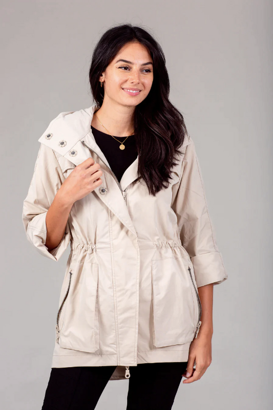 The Anorak Crinkle Jacket in Bone