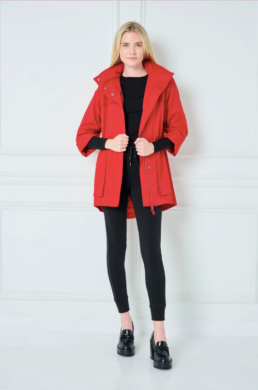 The Anorak Crinkle Jacket in Cherry
