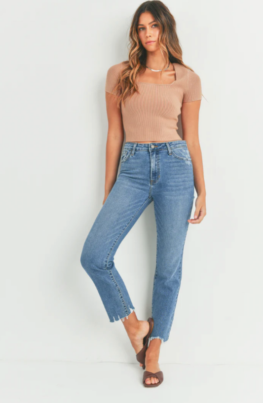 High Rise Vintage Straight Jean in Medium Denim