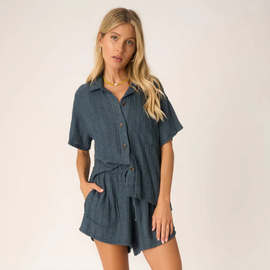 Summer Dreamin' Button Front Sweater Rib Tee