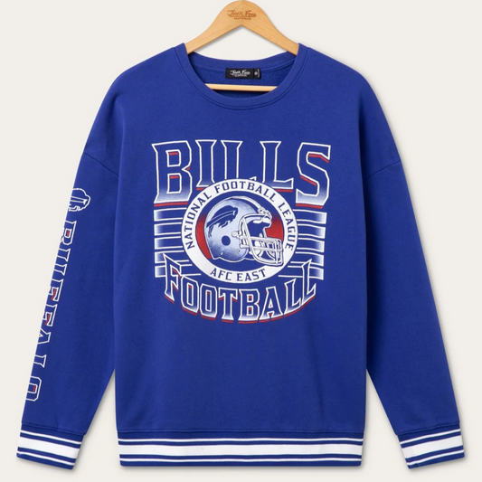 Bills Striped Rib Crew Fleece