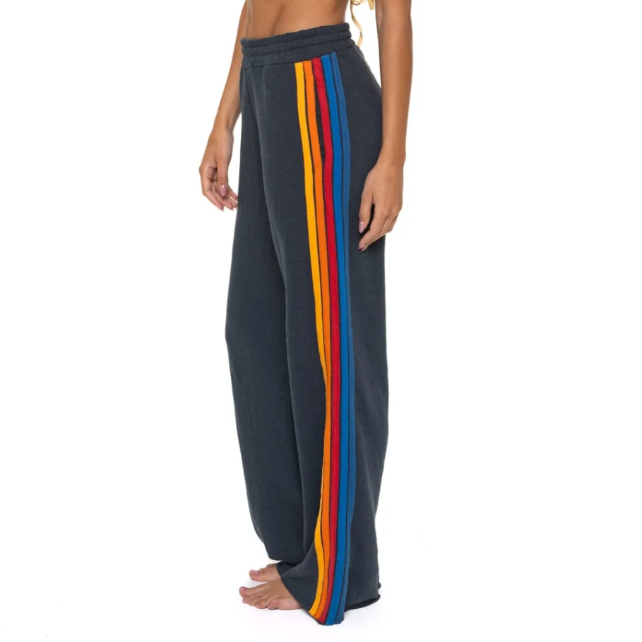 5 Stripe-wide Leg Sweatpants Charcoal