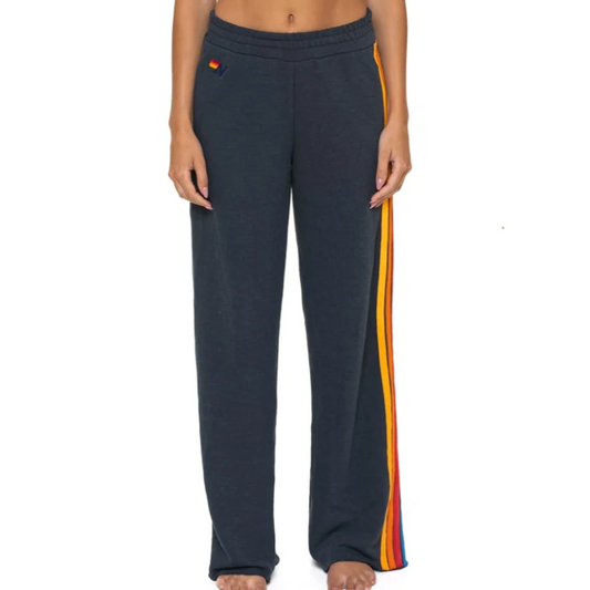 5 Stripe-wide Leg Sweatpants Charcoal