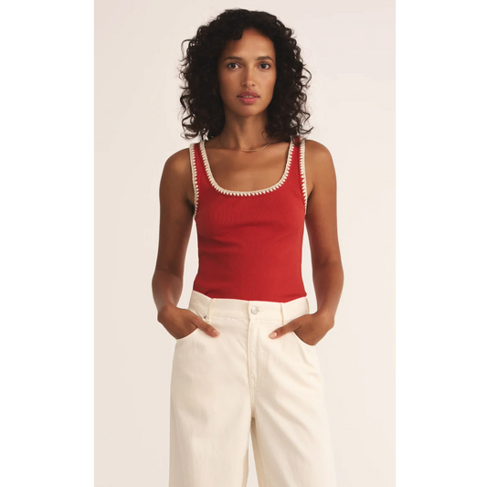 Jaidynn Rib Tank in Cabanna Red