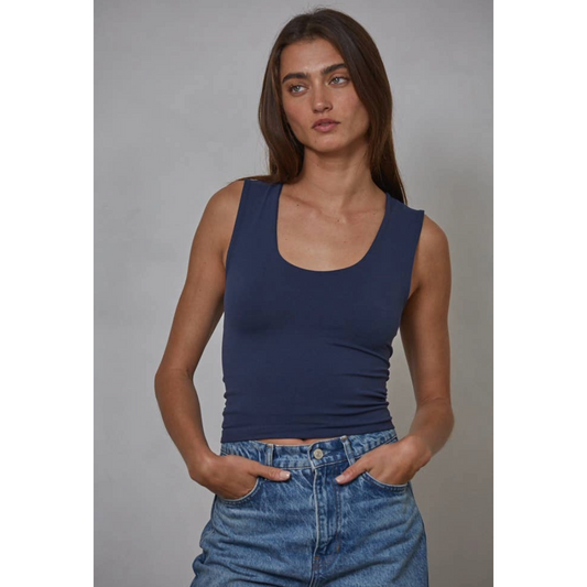 Seamless Tank in Navy