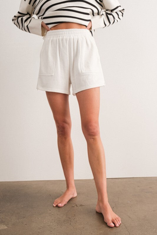 Aubrey Side Zipper Shorts in White