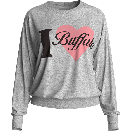 Long Sleeve I Heart Buffalo Crew in Grey