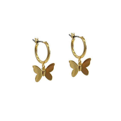 Butterfly Drop Huggie in Gold