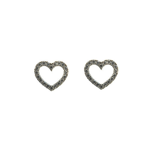 Open Heart Crystal Stud  in Gold