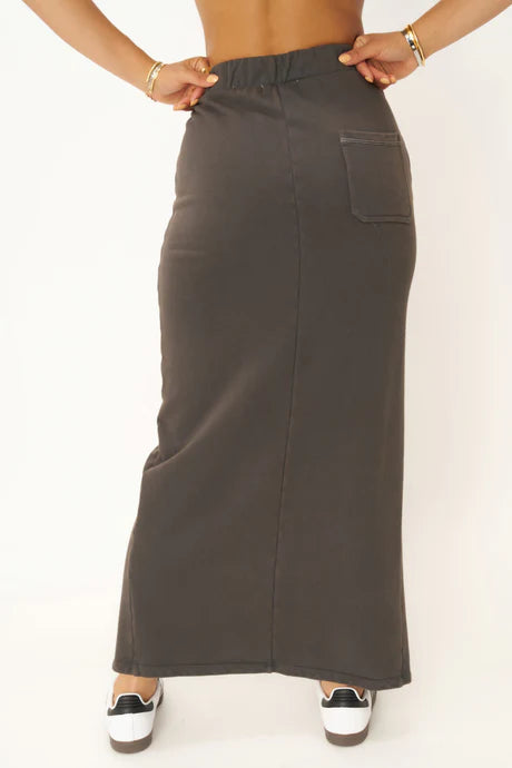 Eternal Front Slit Maxi Skirt in Vintage Black